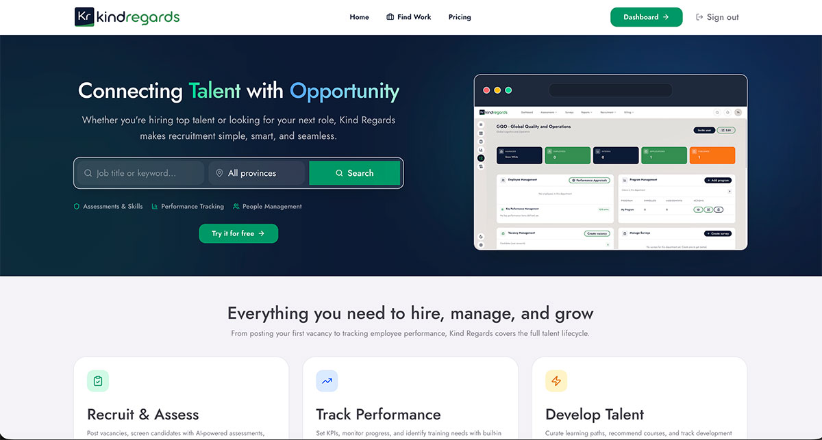 Kind Regards Dashboard